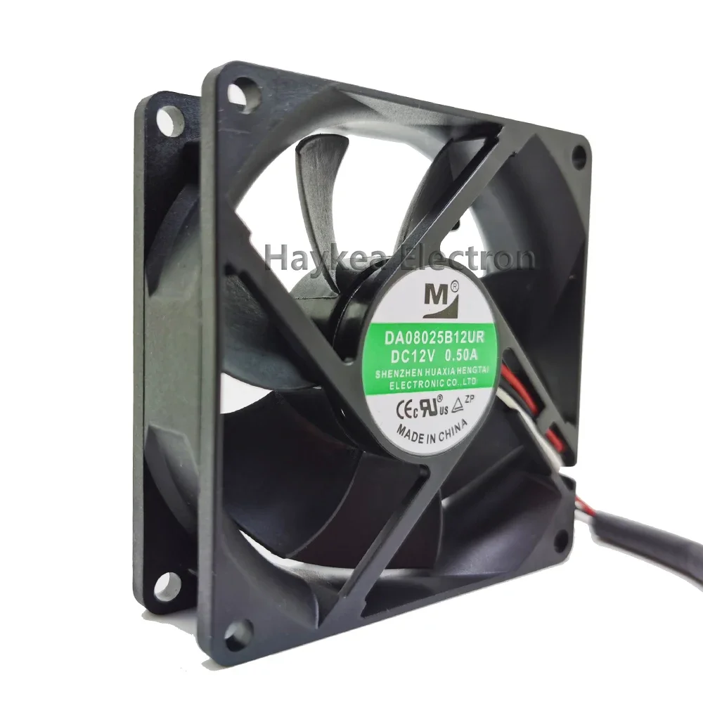 Fan da08025b12ur, Praça do servidor de 3 fios, DC 12V, 0.5A, 80x80x25mm