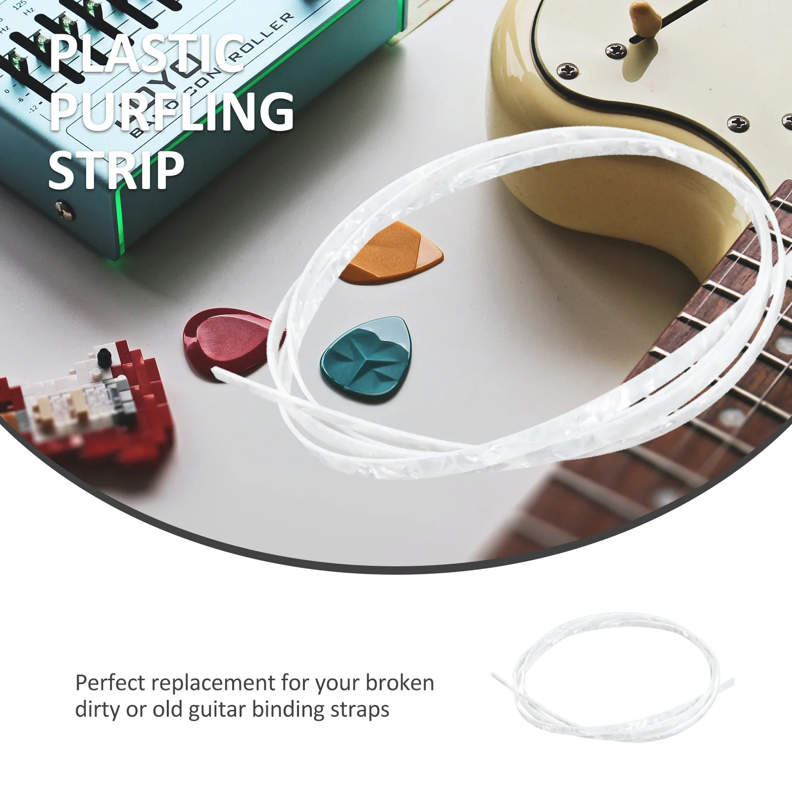 

Guitar Binding Purfling Strips ABS Plastic Durable Inlay Stylish Edging Guitar Accessories Long Service Life Protection