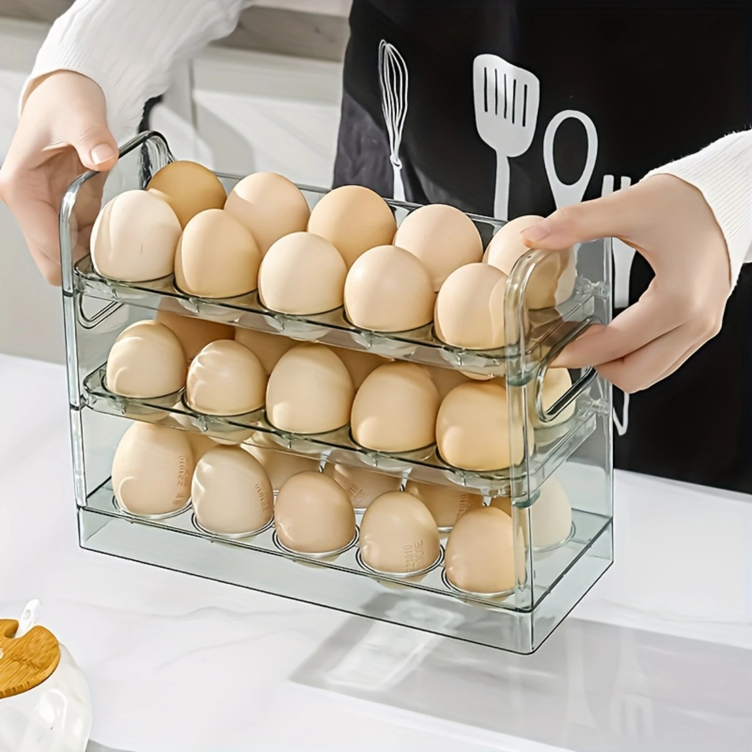 1pc  Refrigerator Side Door, Three-layer Egg Rack, Fresh-keeping, Reversible Can Hold Thirty Eggs, Household  Box