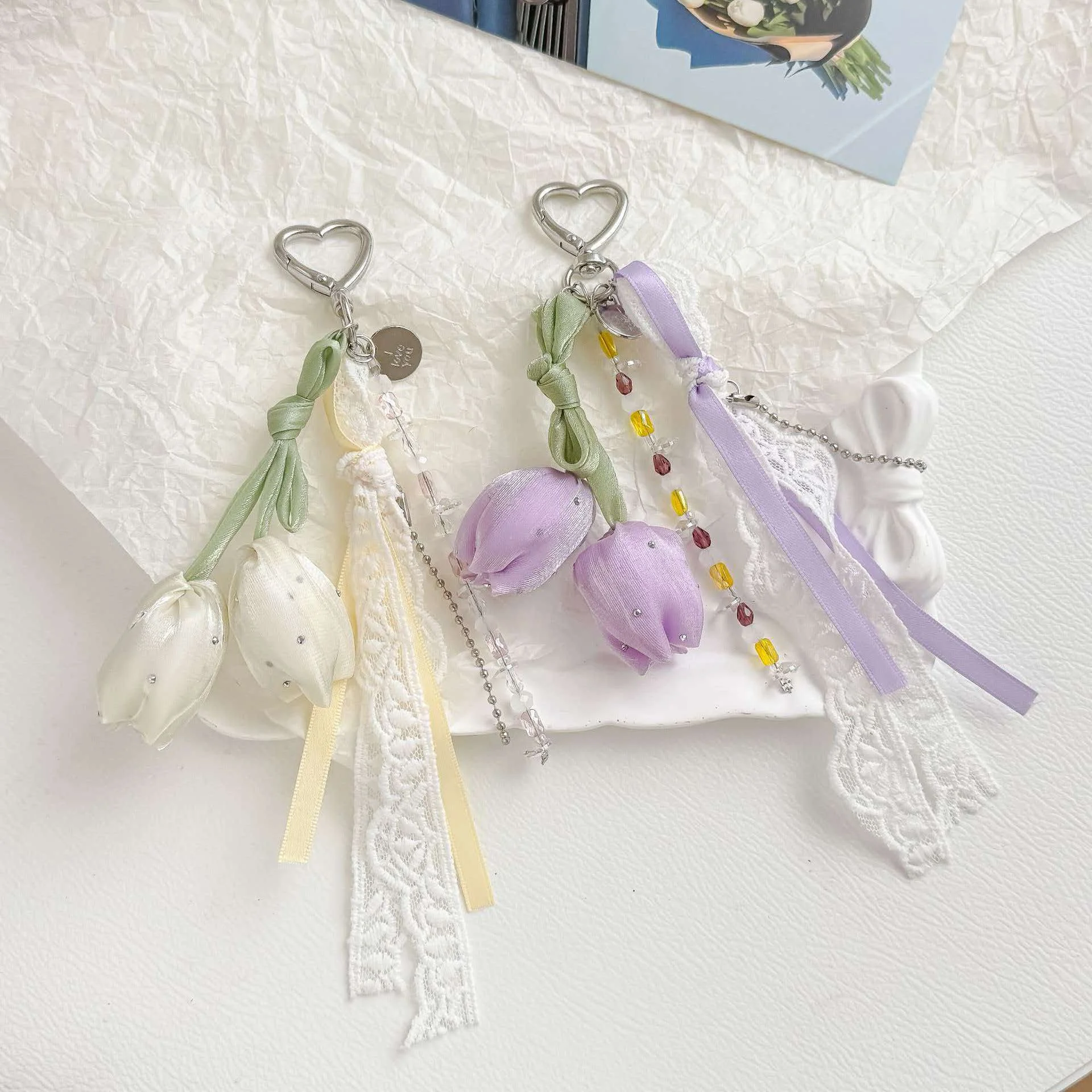Korean style bag hanging tulip bow mobile phone pendant keychain bag pendant