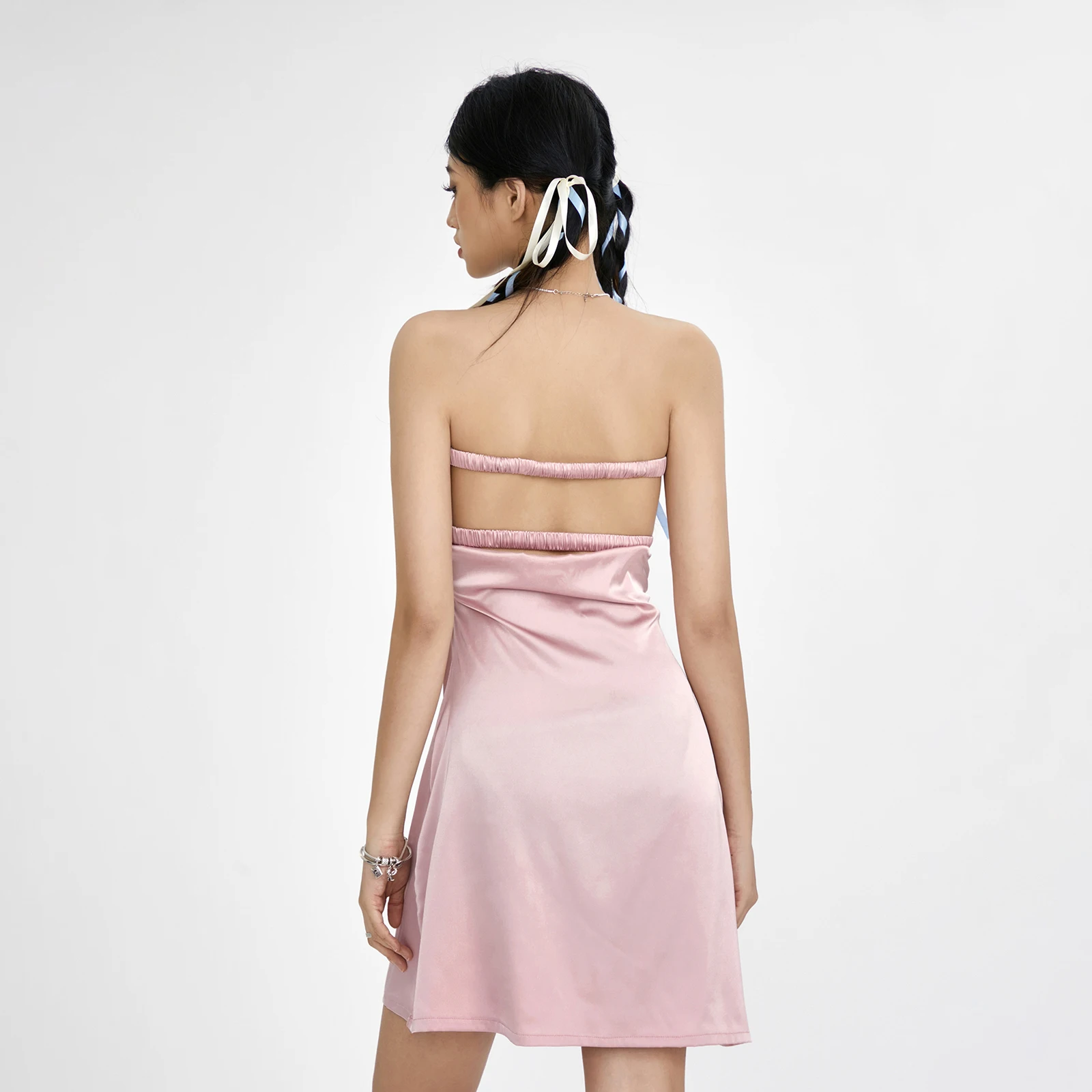 Women s Cut Out Tube Dress Front Twist Knot Strapless Sleeveless Backless High Street Off Shoulder Mini Tube Dress Mini Dress