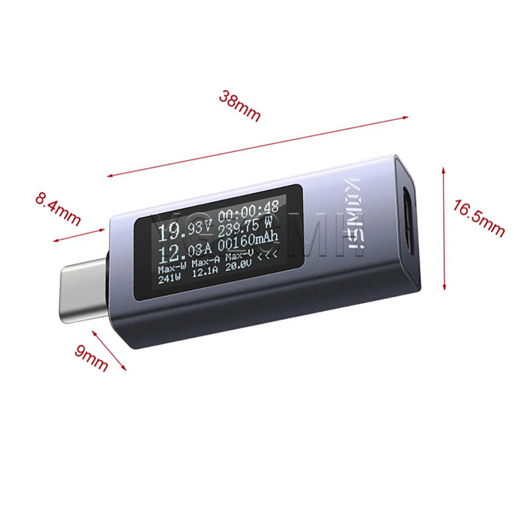 Typ-C Handy-Ladekapazitätstester Multifunktionales Digital-Display DC-Voltmeter Leistungsmesser DC4-30V 0-12A KWS-2302C – Detail 7
