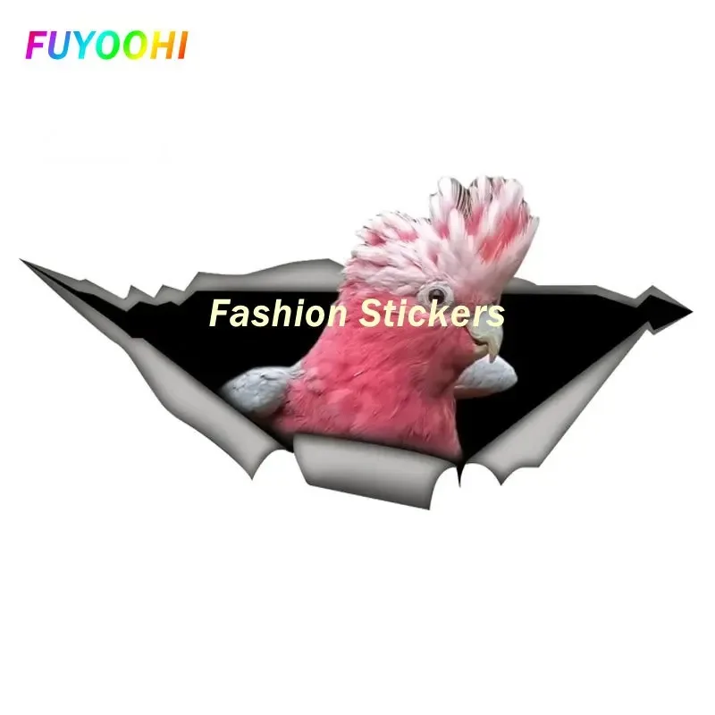 FUYOOHI Stickers 3D Blue Ringneck Parrot Car Sticker Torn Metal Decal Reflective Stickers Waterproof Auto Accessories