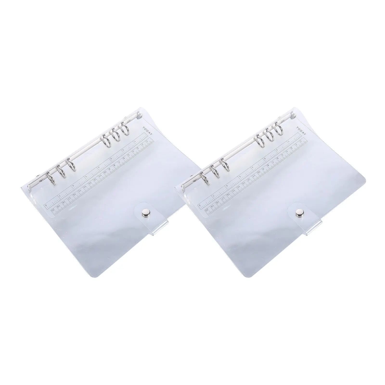 

2Pcs Transparent A5 PVC Notebook Binder Cover Snap Button Closure Loose Leaf Notepad Protector Planner Office Supply