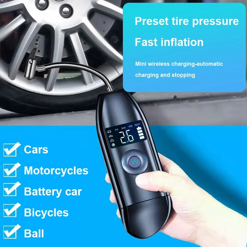 

Digital Portable 150PSI Rechargeable Air Pump Tire Inflator Cordless Compressor Compatible With Cars Bicycles Tires Balls
