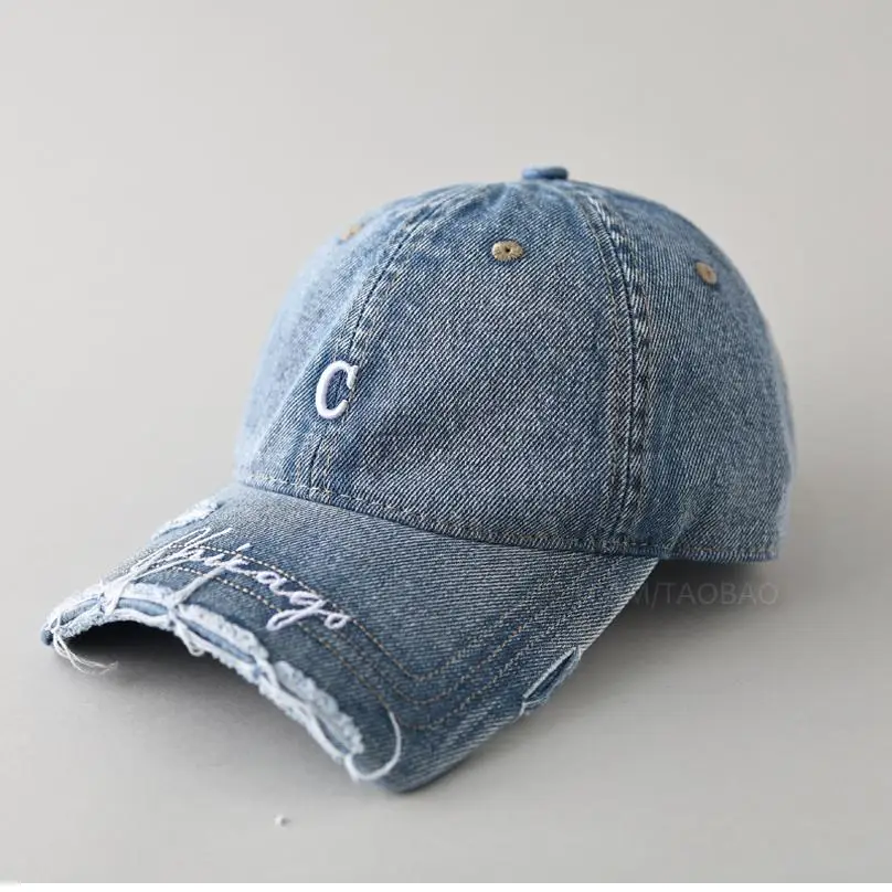 

2025 New Broken Brim Baseball Cap for Women Y2K Hip Hop Denim Cotton Caps Sun Hats