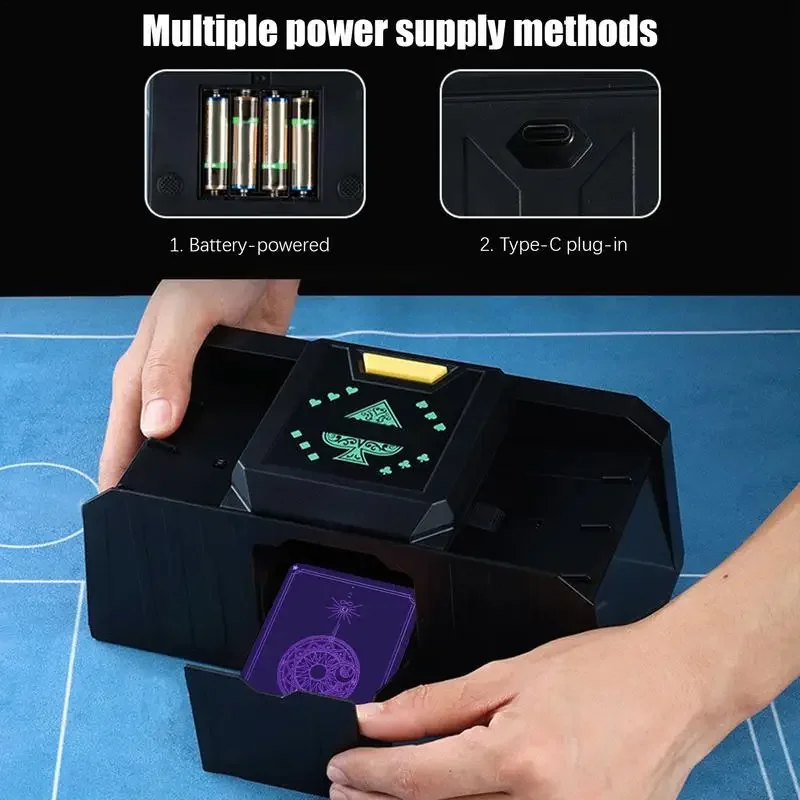 2 Decks Automatic Card Shuffler Mixer Inductive/Timed Electric Poker Card Sorter Machine Dispenser for Travel Home Board Games