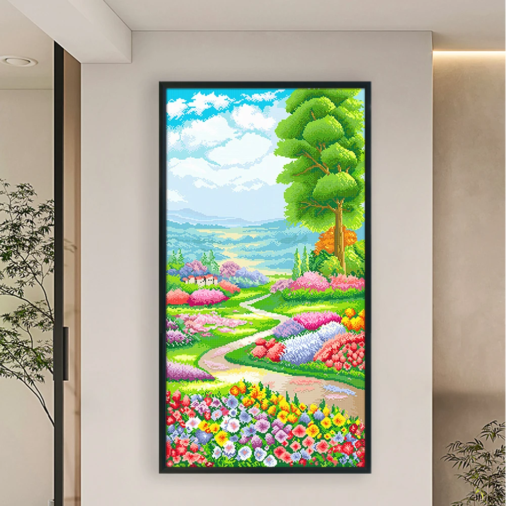

Secret Garden Printed Cross Stitch Kit 50x90cm DIY 11CT Thread Art Needlework (B)