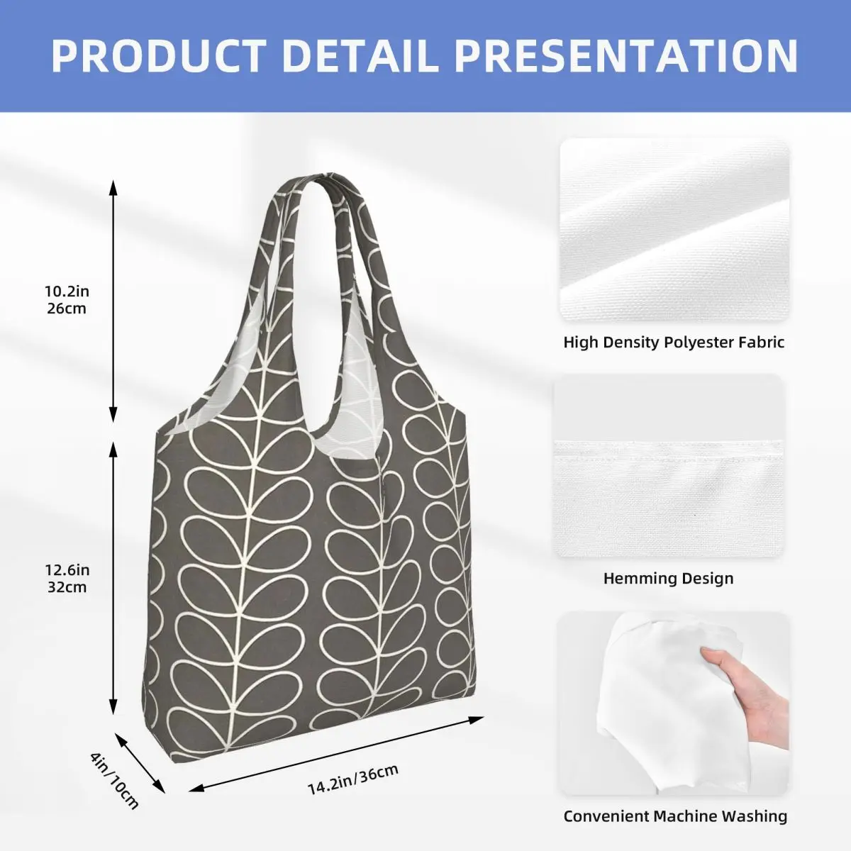 Custom Multi Stem Orla Kiely Canvas Shopping Bag Women Portable Capacity Groceries Tote Shopper Bags photography Handbag