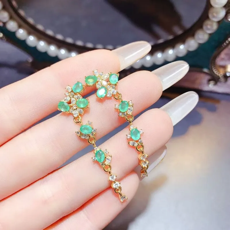 

Серьги-клипсы YULEM с натуральным колумбийским изумрудом 3x4 мм, из настоящего серебра 925 пробы, изысканные ювелирные украшения для женщин