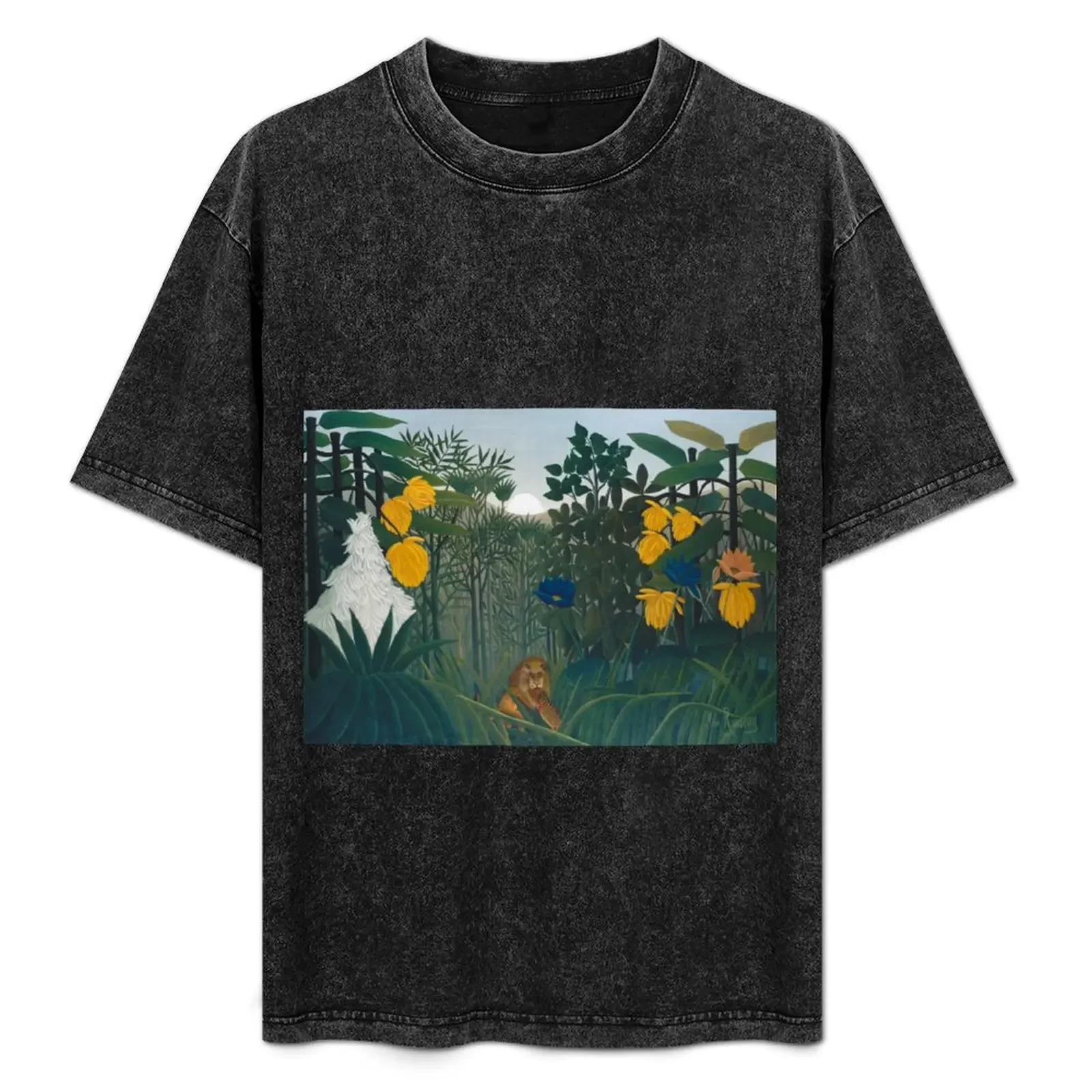 The Repast of the Lion by Henri Rousseau, 1907 T-Shirt Plus Size Simple Casual Top
