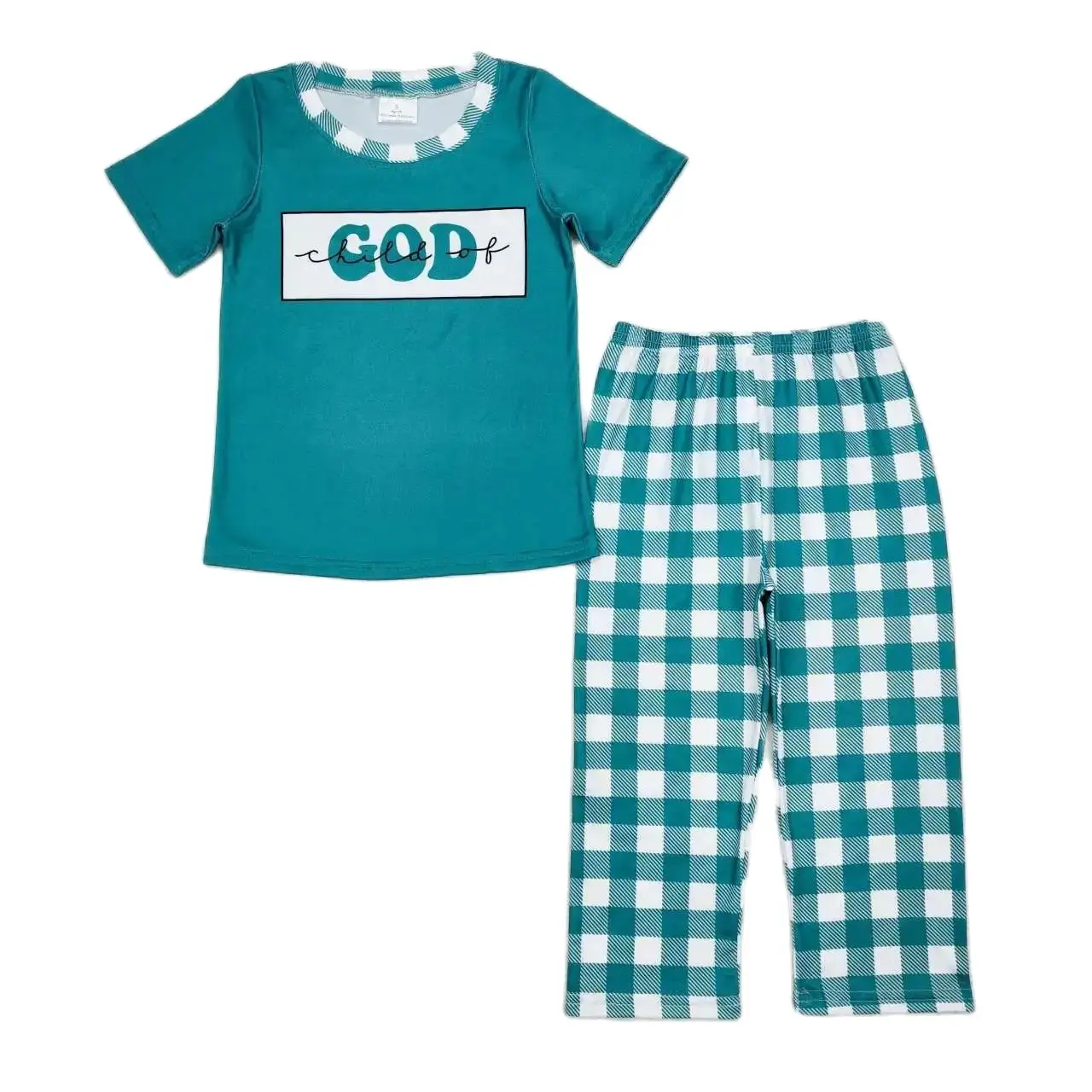 

RTS Baby Boys Toddler Child Of God Short Sleeve Tee Shirts Children Pants Holiday Pajamas Outfits Boutique Clothes Sets