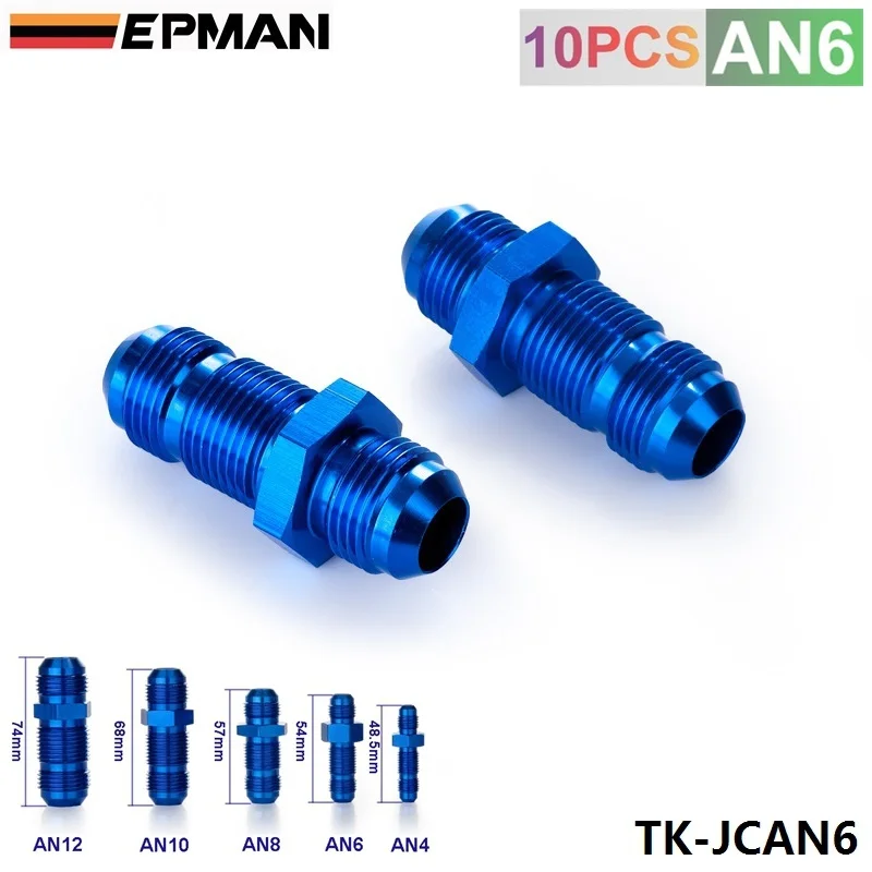 6AN AN-6 9/16 MALE THREAD STRAIGHT FLARE BULKHEAD FLARE BLUE ALUMINUM FINISH FITTING TK-JCAN6