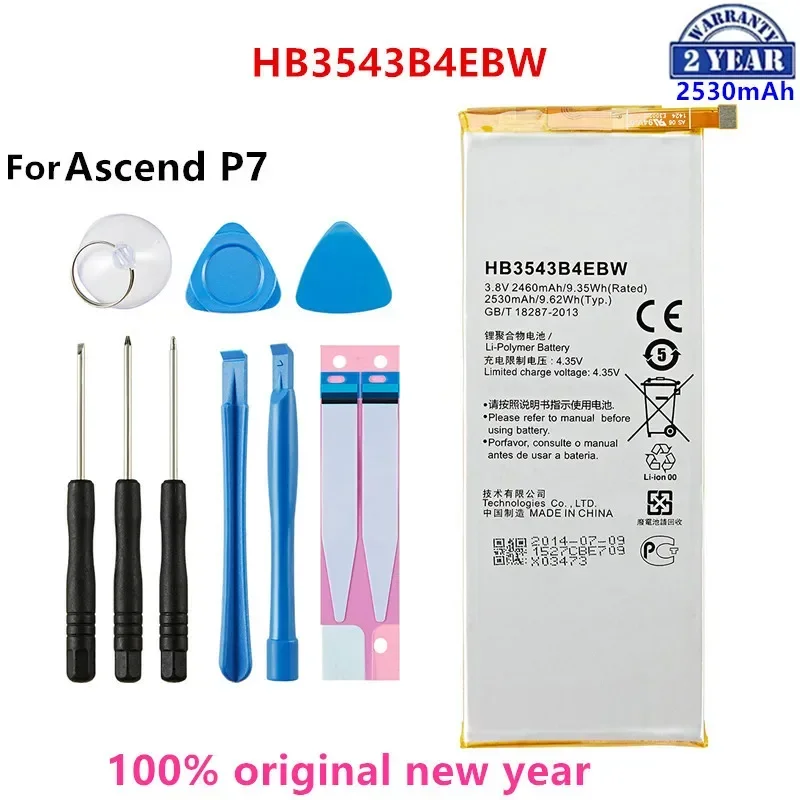 

100% Orginal HB3543B4EBW 2530mAh Battery For Huawei Ascend P7 L07 L09 L00 L10 L05 L11 Replacement Batteries +Tools