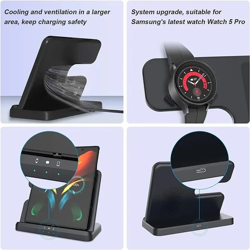 3 in 1 Qi Wireless Charger Stand For Samsung S23 S22 S21 Ultra Note Galaxy Watch 6 5 Active Buds 15W Fast Charging Dock Station image 5