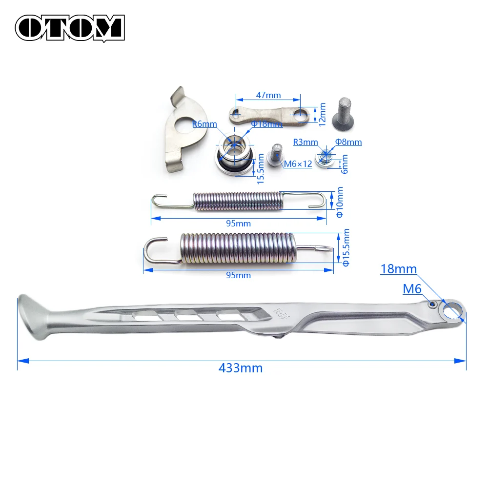 OTOM M6 Motorcycle Side Stand Aluminum Forged Kickstand Support Bracket With Spring Bolt For KEWS KAYO BSE GUIZUN Chinese Bikes