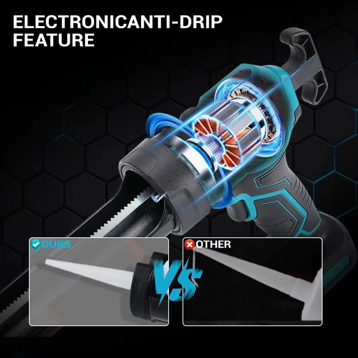 Electric Caulking Gun Lithium Battery 4 Speeds Wireless Glass Glue Gun Doors Windows Filling Sewing