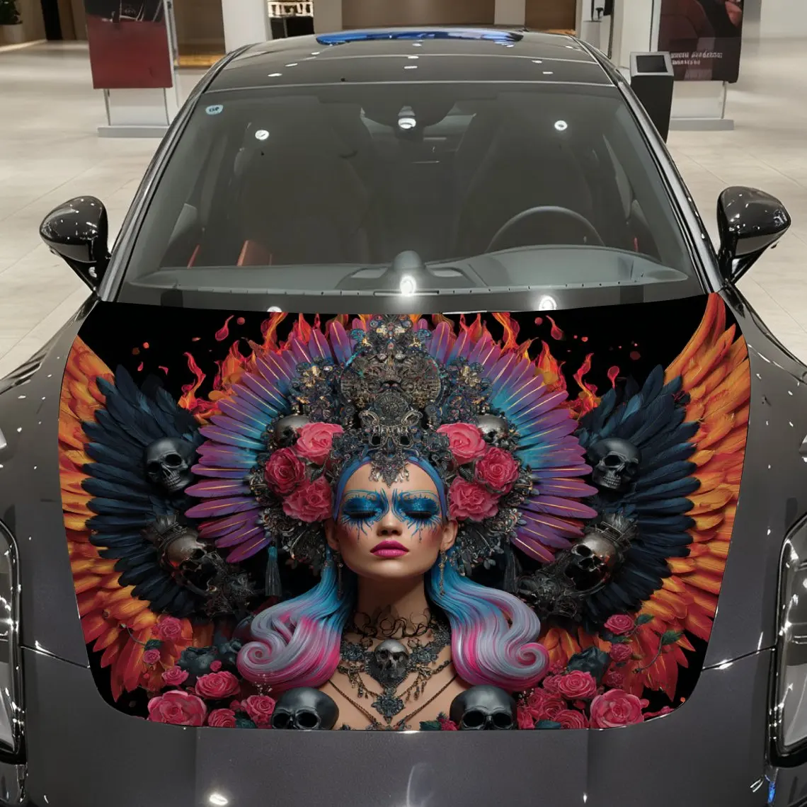 

The Mysterious Queen Car Hood Wrap Colorful Vinyl Waterproof Sticker For Trucks, Decorative Bonnet Graphics And Auto Accessories