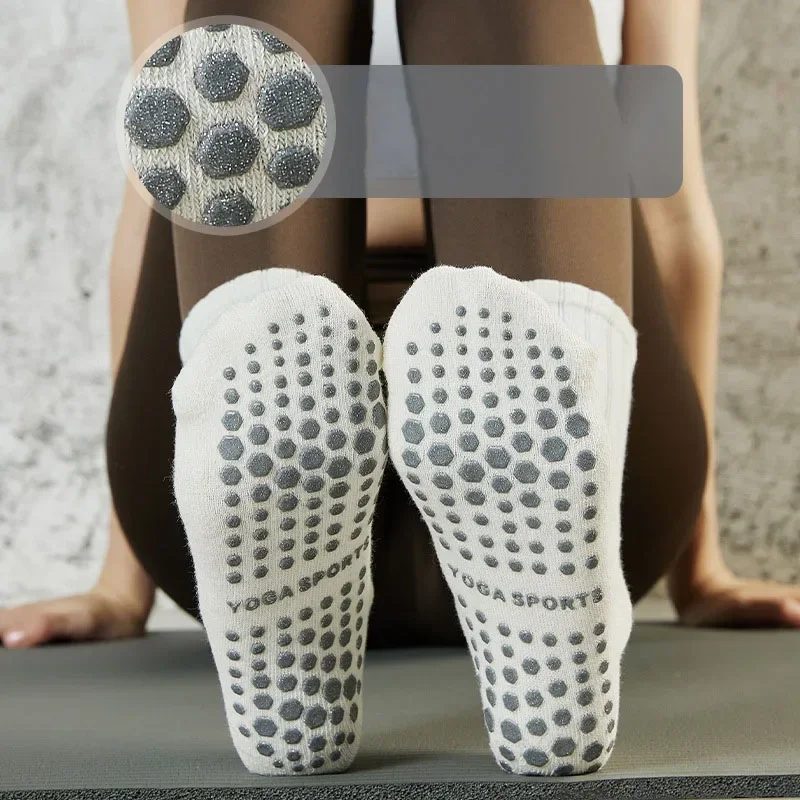 Meias De Yoga De Tubo Longo, Meias Antiderrapantes, Fundo De Toalha, Esportes Grosses, Pilates, Terry, Colado, Novo, 2 Pares