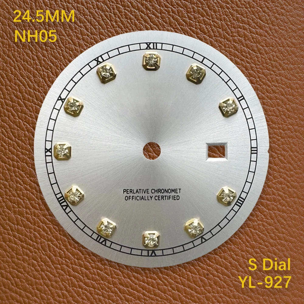 24.5 mm S Logo Diamond Dial Suitable For NH05 Japan Movement Roman Diamond High Quality Watch Modification Accessories Women's