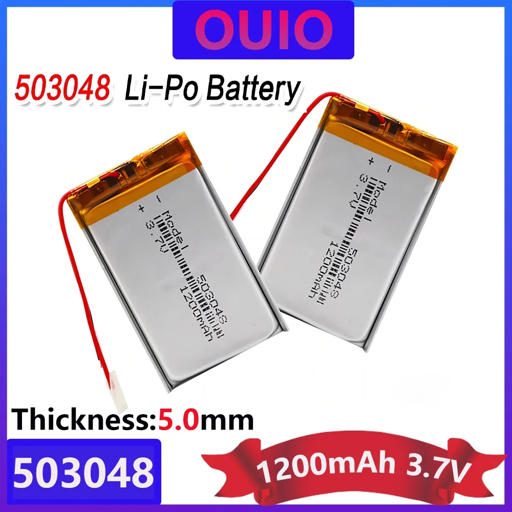 503048 Rechargeable Battery 3.7V 053048 1200MAH Lithium Polymer Battery For MP3 MP4 Bluetooth GPS Wireless Stereo Headset Tablet