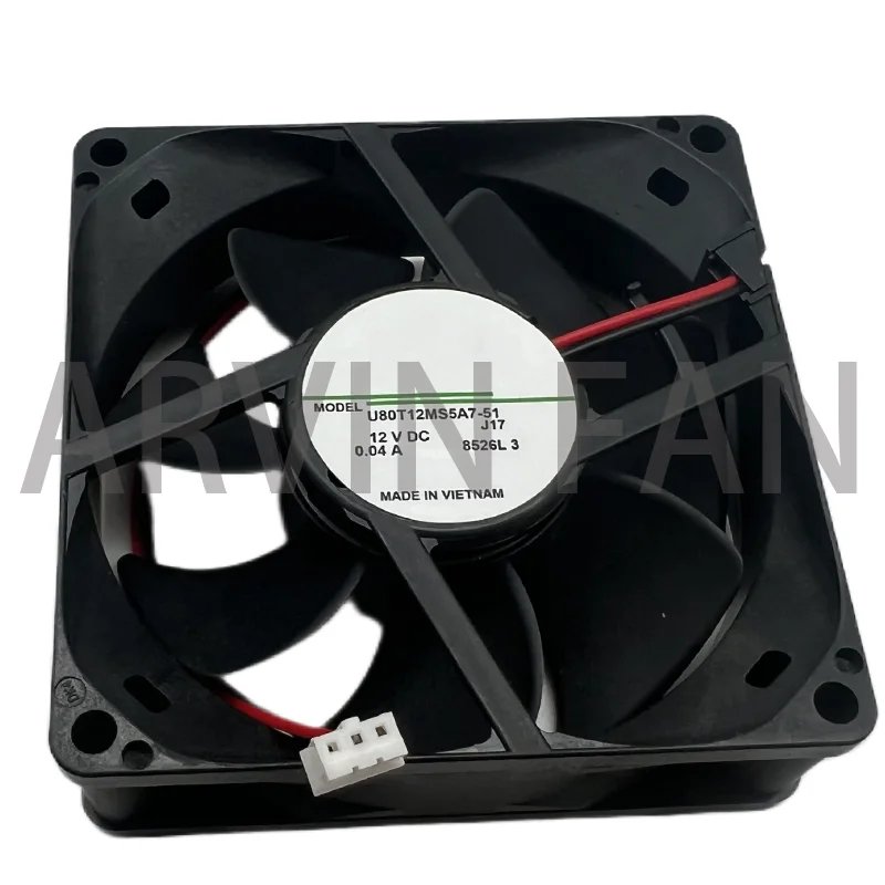 

U80T12MS5A7-51 8cm 80mm 8025 80x80x25mm DC12V 0.04A 1200rpm 2 Lines Quiet Cooling Fan Suitable For Power Supply Chassis