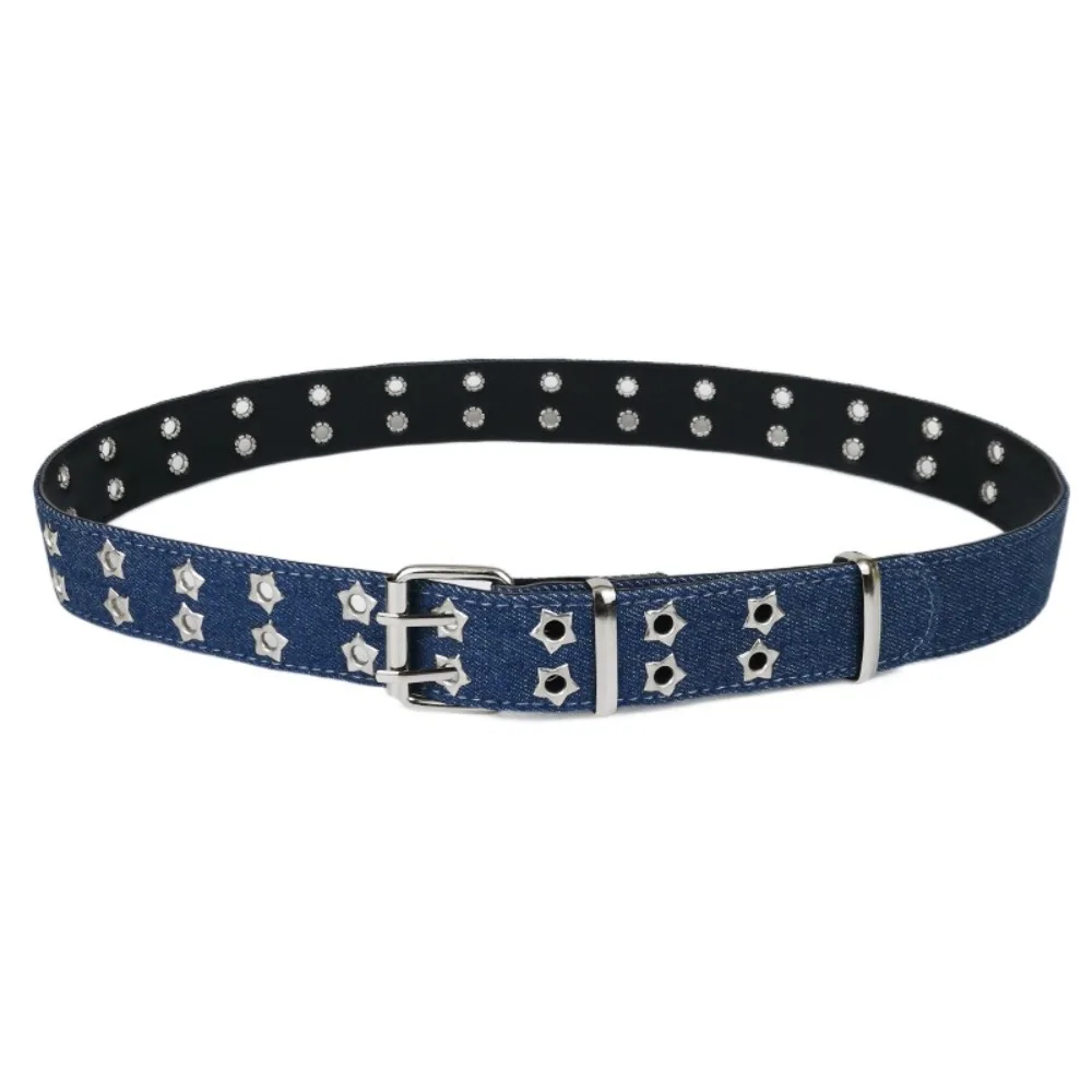 

Trendy Retro Punk Star Belt Y2k Double-breasted Pin Buckle Belt Hip-hop Style Denim Belt Women Waist Accessories