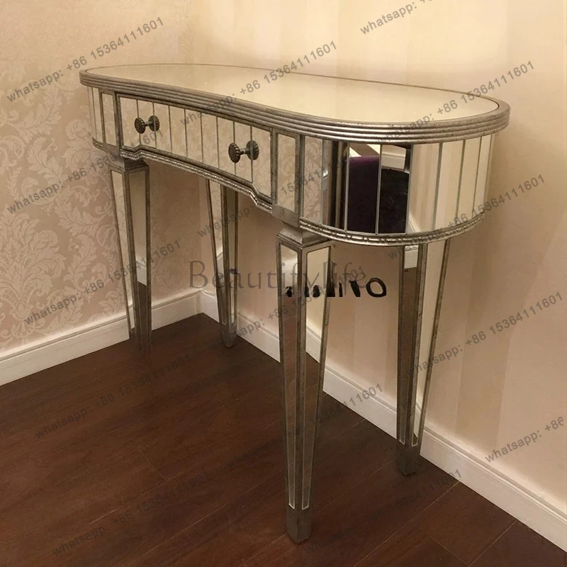 mirror dressing entrance bar counter European furniture oval neoclassical