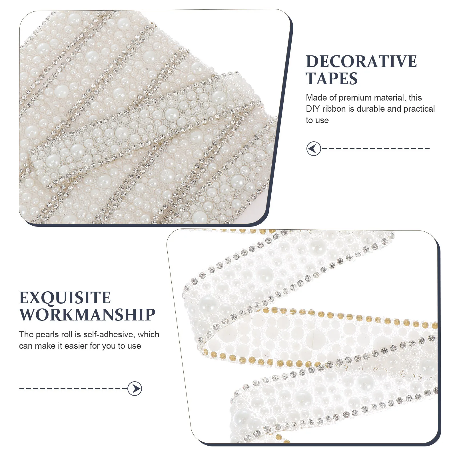 

1 Roll Pearls Ribbon Self-Adhesive Resin Pearl Belt Sparkling DIY Craft Making Tape Lightweight Portable Pearls Ribbon