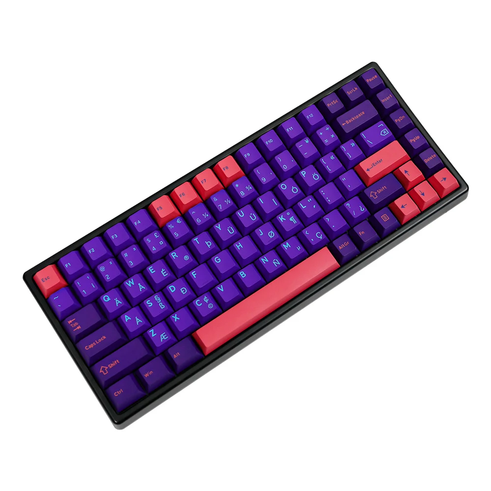 

GJ Neon Set PBT Doubleshot Keycap Set Cherry Profile for Mechanical Keyboard Laser Thai Hebrew Irish Ireland Alice