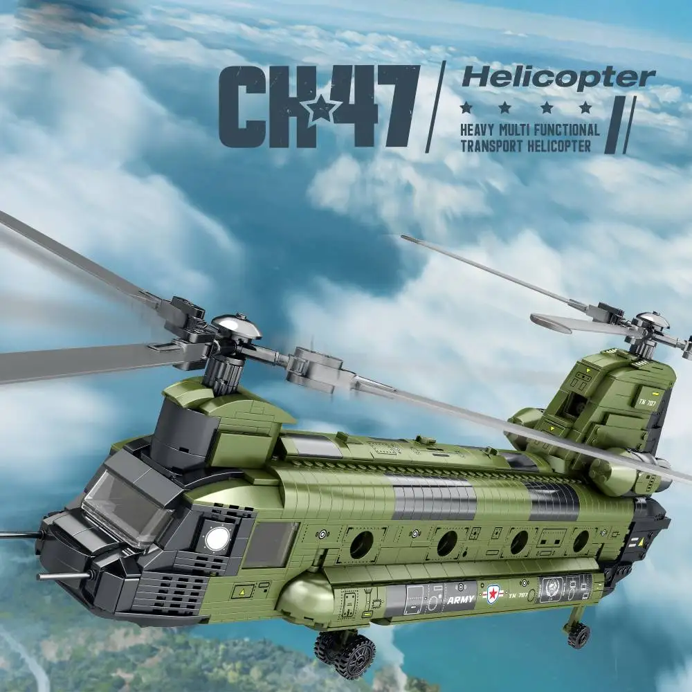 CH-47 เฮลิคอปเตอร์ขนส่ง Chinook Building Set, 1458 ชิ้น, เครื่องบินทหารชุดของเล่น, ของขวัญวันเกิดคริสต์มาสสําหรับแฟนๆวัยรุ่น 14
