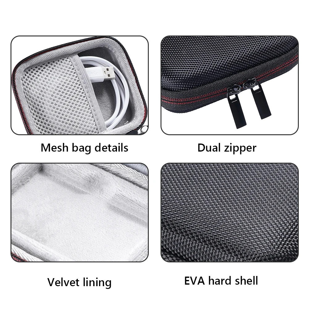 EVA Hard Drive Case with Mesh Bag&Hand Strap Travel Storage Bag Hardshell Case for Samsung T7 Shield/T9 4TB/2TB/1TB Portable SSD