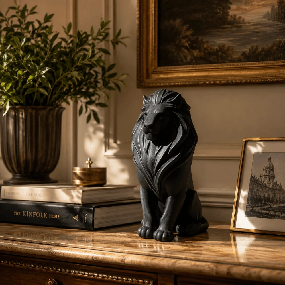 Sculpture 3D Printed Lion Figurine Crafts Nordic-Style Lion Statue 10cm Desktop Ornaments