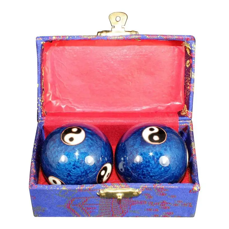Meditation Balls 2X 1.85-Inches Cloisonne Craft Natural Enamel Ball Chinese Medicine Balls Metal Meditation Balls Health Balls