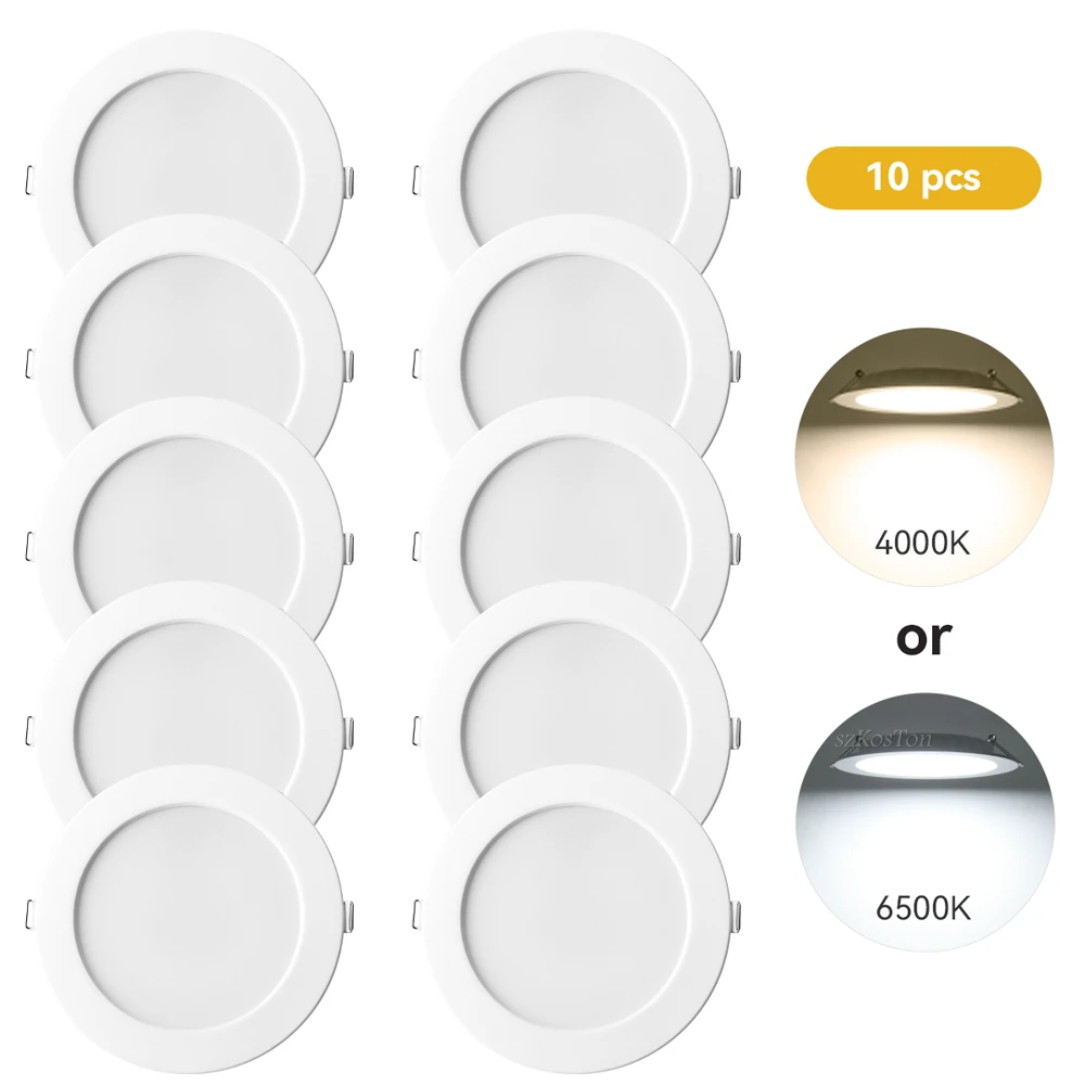 10 Stks/partij Led Downlight 220V Plafondlamp 5W 7W Verzonken Inbouwverlichting Rond Paneel 9W 12W 20W Indoor Warm Koud Wit Schijnwerper