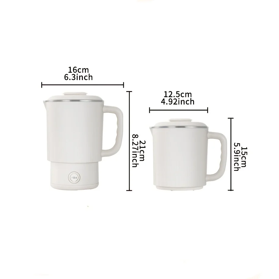 غلاية سفر قابلة للطي في الهواء الطلق، غلاية صغيرة قابلة للطي، غلاية كهربائية من الفولاذ المقاوم للصدأ 304