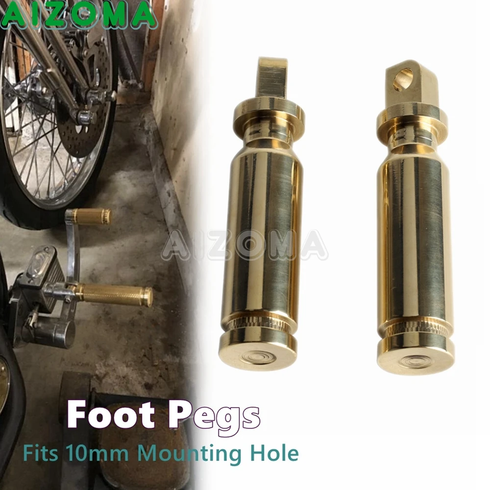 

Solid Brass Universal 10mm Male Mount Footpegs Footrest For Harley Chopper Bobber Old School Dyna Softail Touring Sportster XL