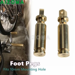 Solid Brass Universal 10mm Male Mount Footpegs Footrest For Harley Chopper Bobber Old School Dyna Softail Touring Sportster XL