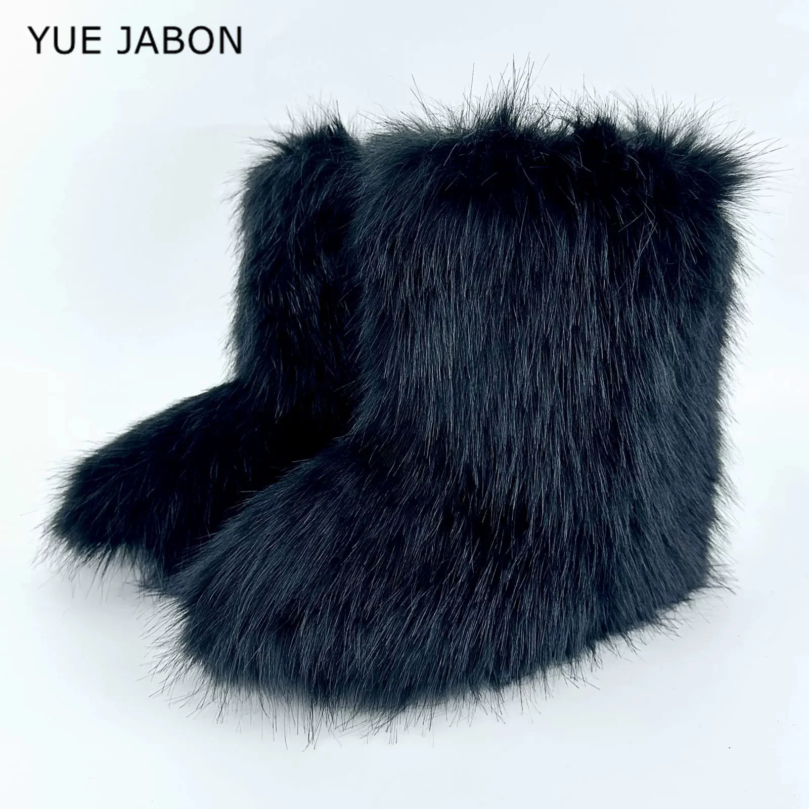 Brown Pink Women's Winter Fluffy Faux Fox Fur Boots Woman Plush Warm Snow Short Boots Luxury Footwear Girls' Furry Fur Booties - view 4