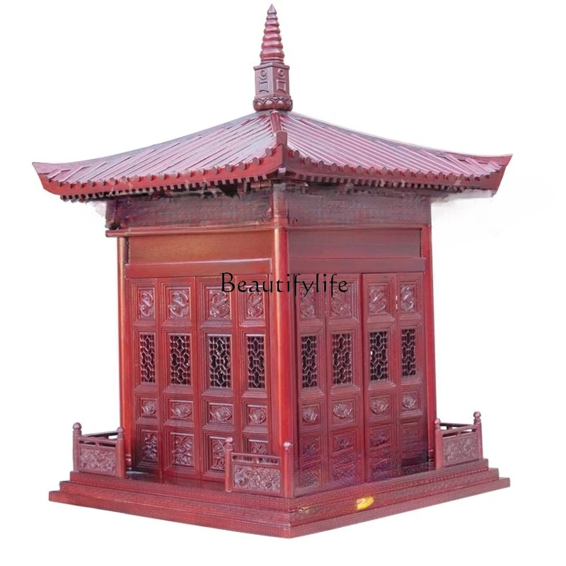 

Buddhist niche with door, camphor wood antique Buddha lamp