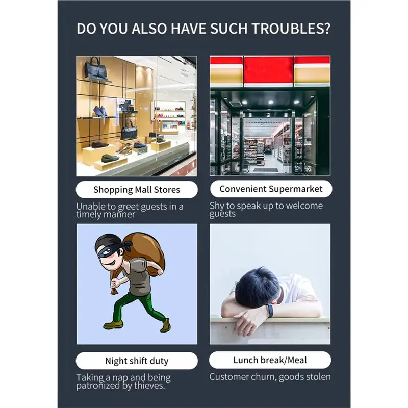 BNVN-DC Campanello per porte con sensore di movimento wireless IR per casa/per negozio al dettaglio Campanello di avviso d'ingresso 45 suonerie