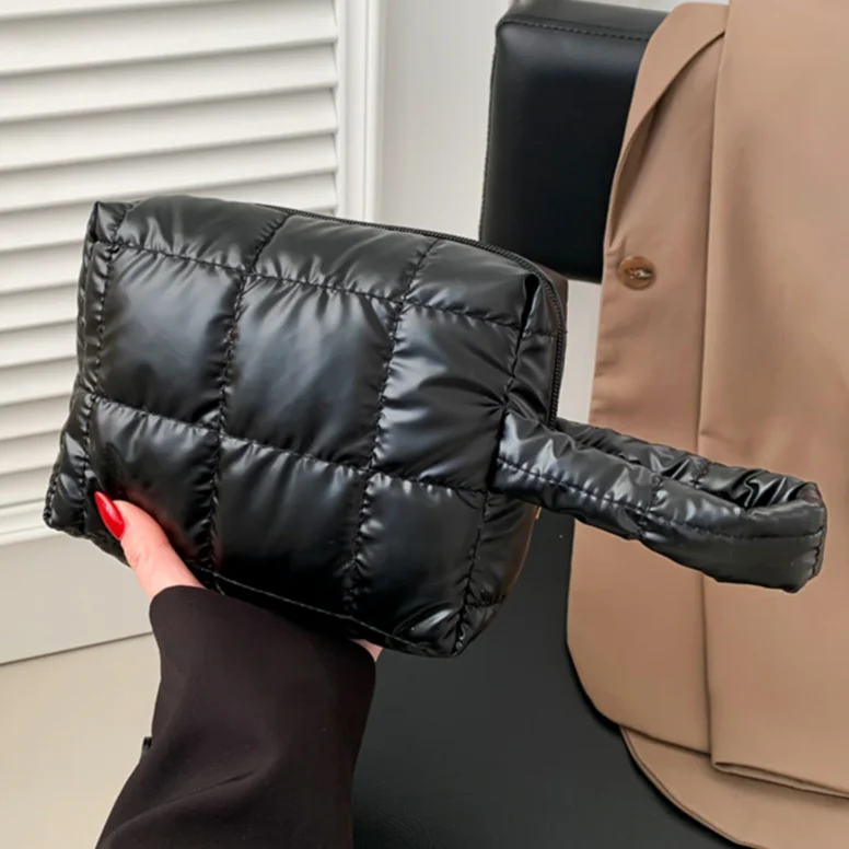 Клатчи с хлопковой подкладкой, стеганые, вышитые, женская, однотонная, Женская мини-сумка для макияжа