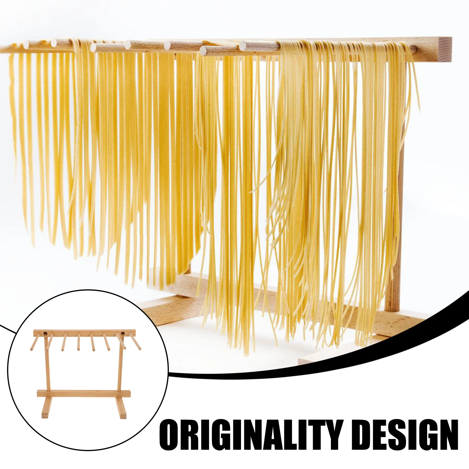 

Wooden Pasta Drying Rack Space Saving Design Spaghetti Dryer Stand Reusable Hanging Noodle Holder Kitchen Tool