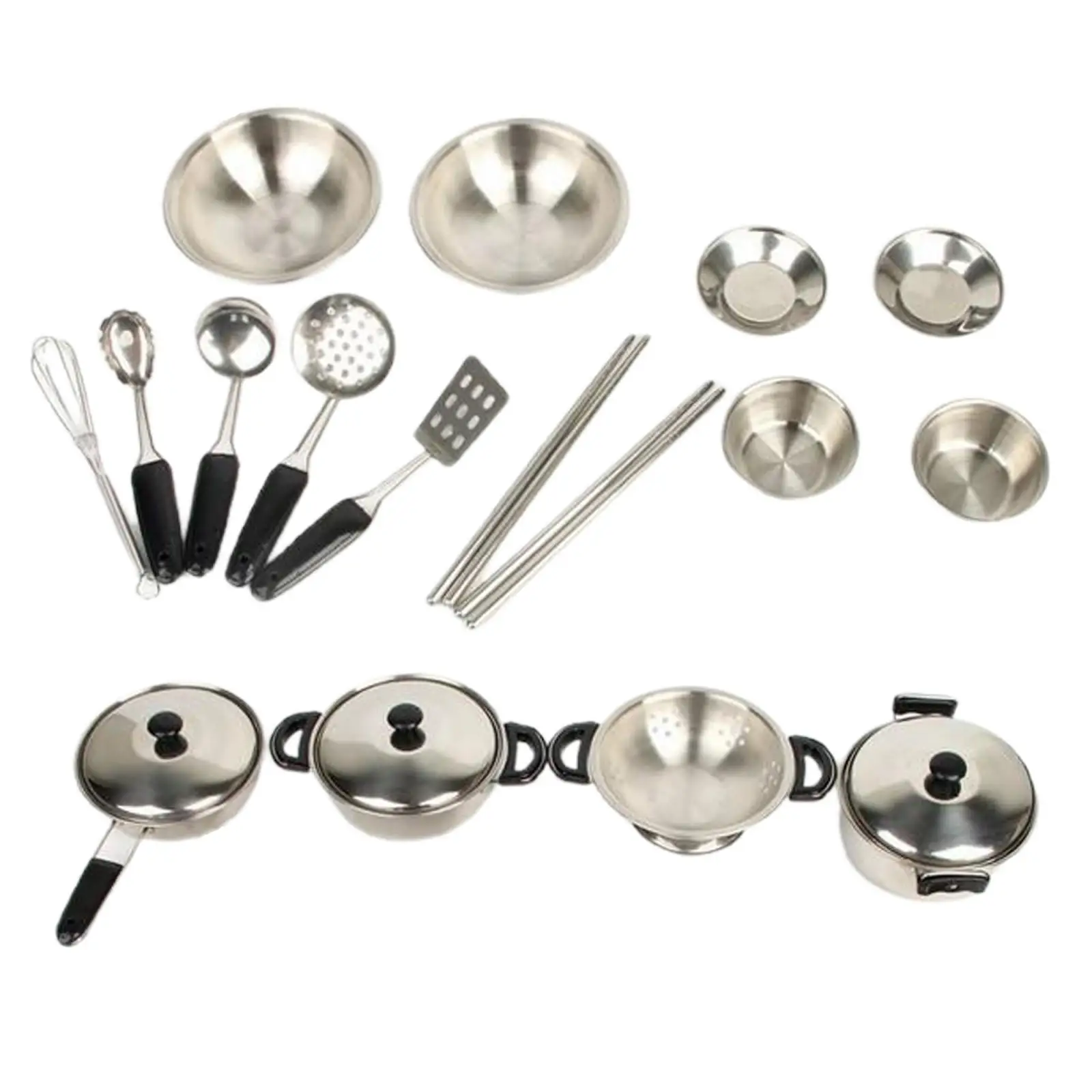 Little Pretend Play Edelstahl-Kochutensilien-Zubehör-Set, Spielzeug mit Kochgeschirr, Töpfen und Pfannen für Kinder und Mädchen