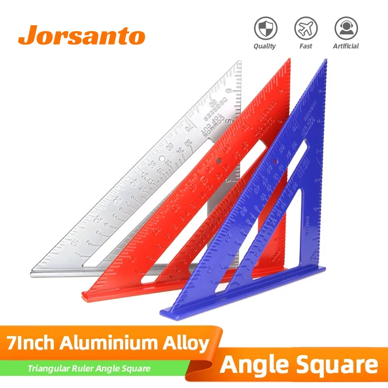 Triangular Ruler 7Inch Aluminium Alloy Woodworking Set Square Measuring Tools Carpentry Gauges Angle Protractor Triangle Ruler