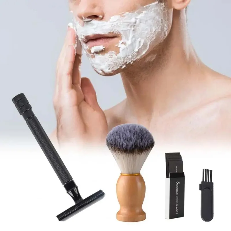 

Razor Set Beard Brush Traditional Classic Double-sided Razor Men Stainless Steel Manual Shaver Double Edge Blade Safety Razor