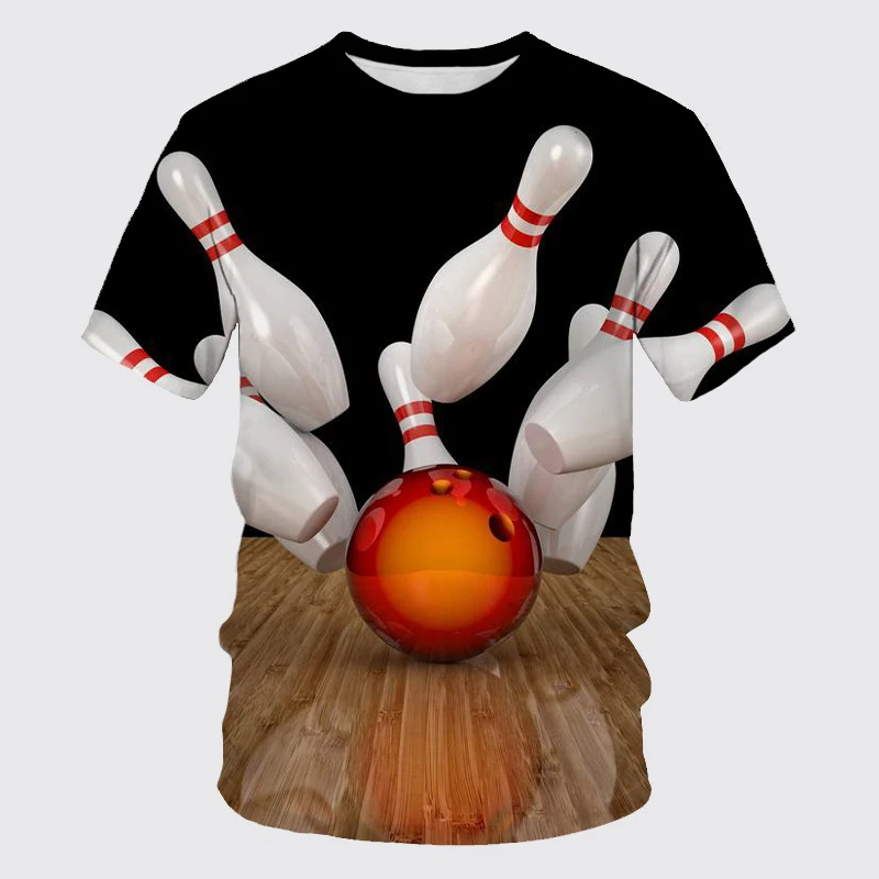 New Summer Bowling 3D Print T-Shirts Sports Casual Streetwear Men Women Fashion Oversized O-Neck T Shirt Male Tees Tops Clothing