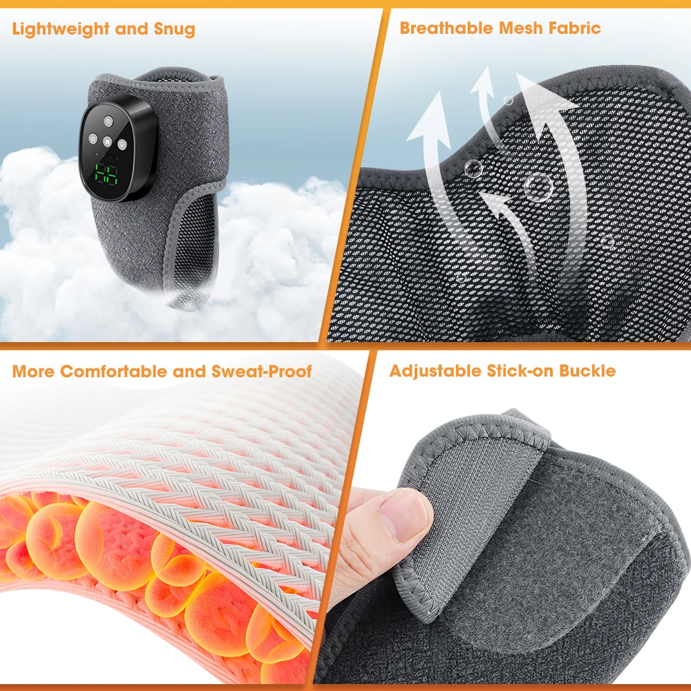 4 Modes 4 Levels Intensity Heated Ankle Massager 1800mAh Rechargeable Electric Foot Wrap for Relax Home Use