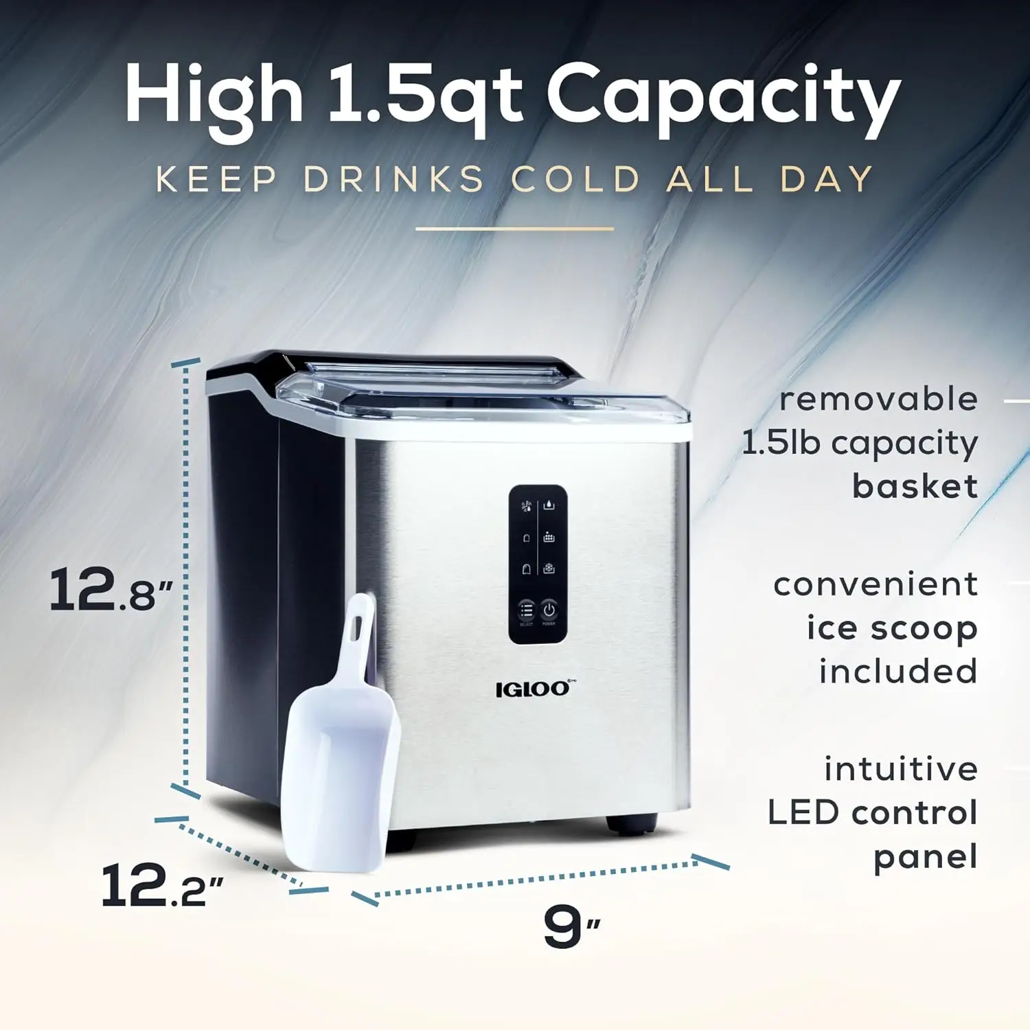 NEW Automatic Ice Maker, Self- Cleaning, Countertop Size, 26 Pounds in 24 Hours, Cubes 7 Minutes, LED Control Panel USA