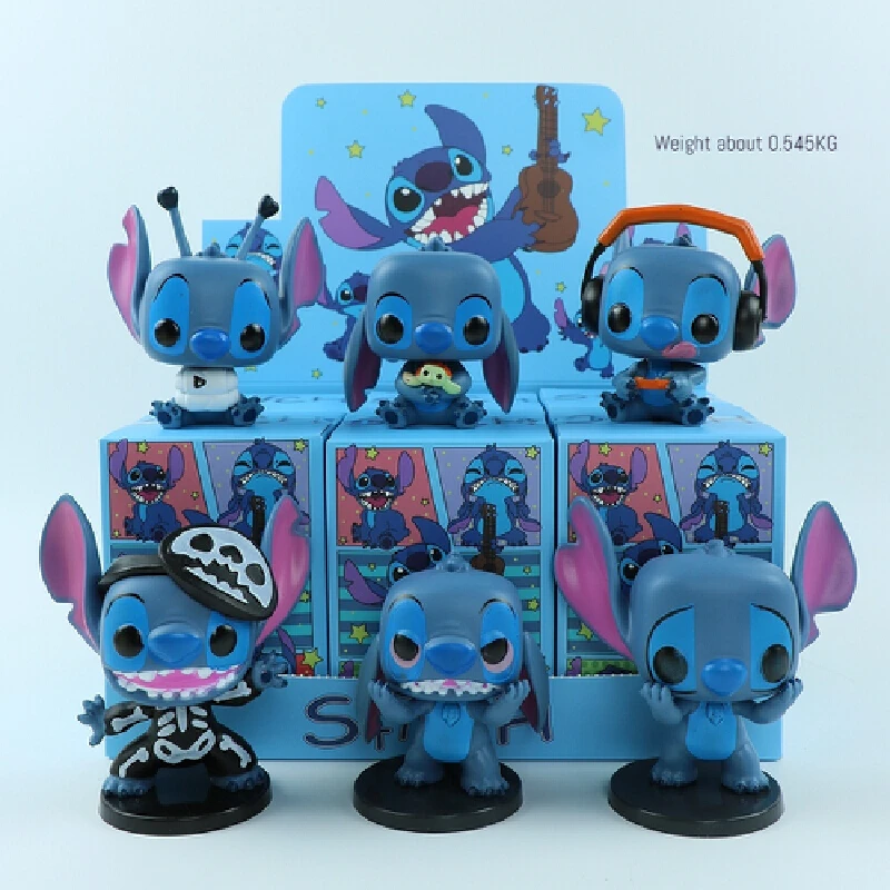 Caja ciega hecha a mano de la serie Disney Stitch, muñeco de peluche de punto periférico de animé, adorno de coche, modelo de caja ciega hecho a mano